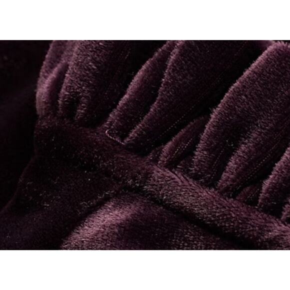 Express Velvet Crew Neck Lace Embroidered Peplum Top Size Medium Merlot $78 - Picture 2 of 11